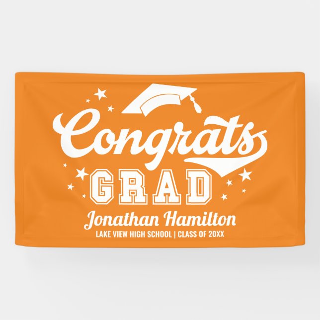 Bannière de fête de fin d'études orange Félicitati (Horizontal)