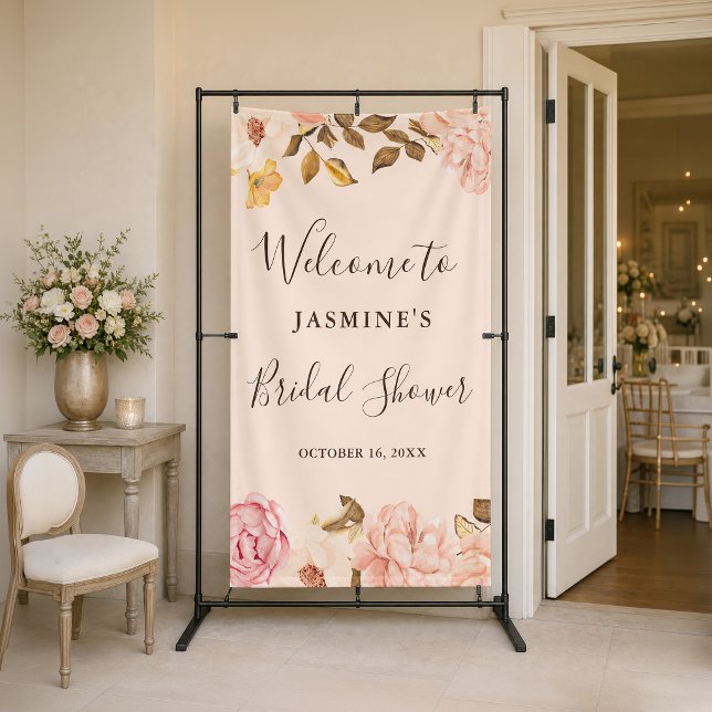 Bannière de Fête de Mariage aux Roses Anglaises Ro (Créateur téléchargé)