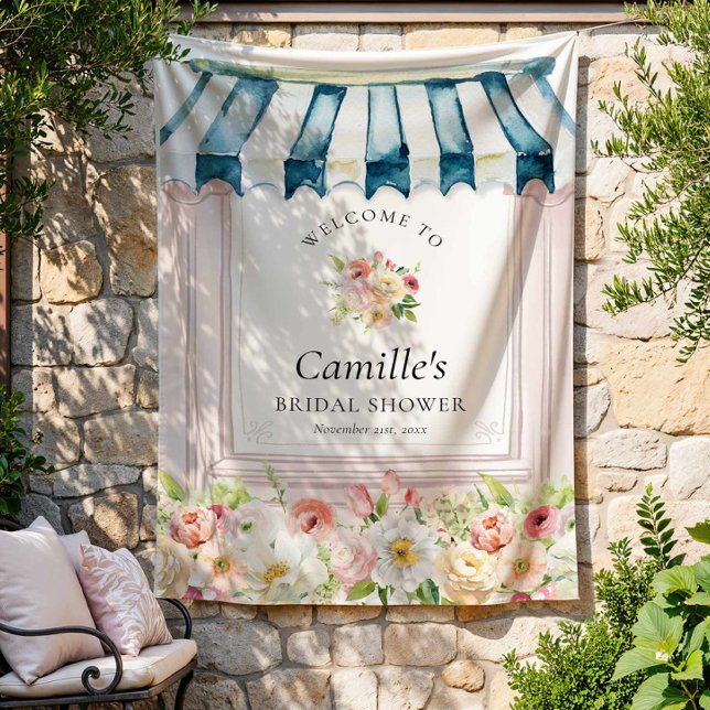 Bannière de Fête de Mariage Jardin de Fleurs (Garden Bridal Shower Welcome Banner)