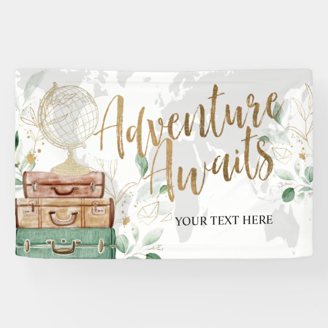 Bannière de Fête de Mariage, l'Aventure Attend (Horizontal)