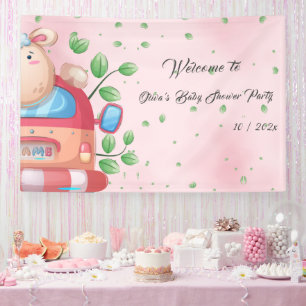 Bannière de fête de naissance de bébé agneau migno