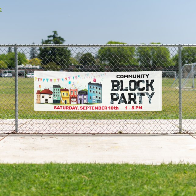 Bannière de fête de quartier (En situation)