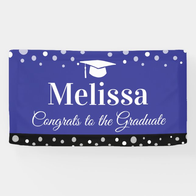 Bannière de fête de remise des diplômes bleue avec (Horizontal)