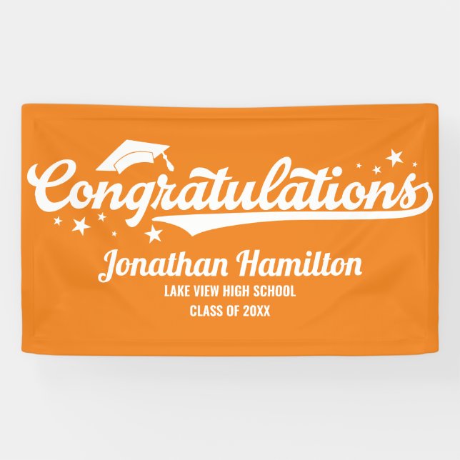 Bannière de fête de remise des diplômes orange Fél (Horizontal)