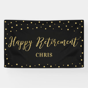 Bannière de fête de retraite joyeuse Or & Noir