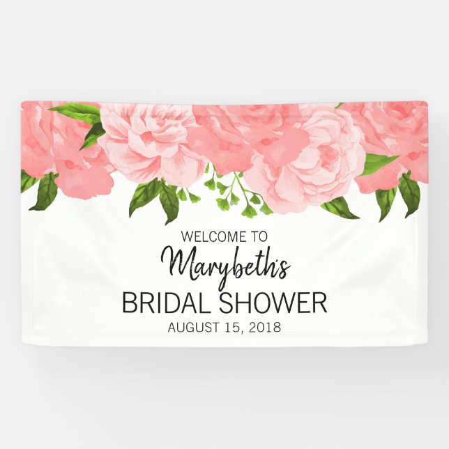 Bannière de Fête des mariées florale corail aquare (Horizontal)