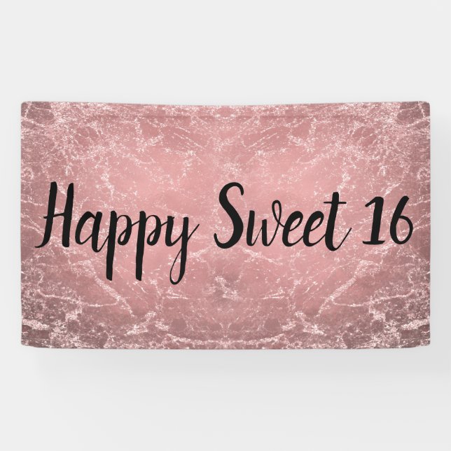 Bannière de fête en marbre rose gold moderne tenda (Horizontal)