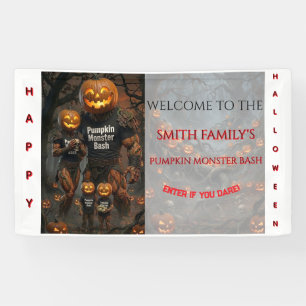 Bannière de fête familiale Halloween Bash du monst