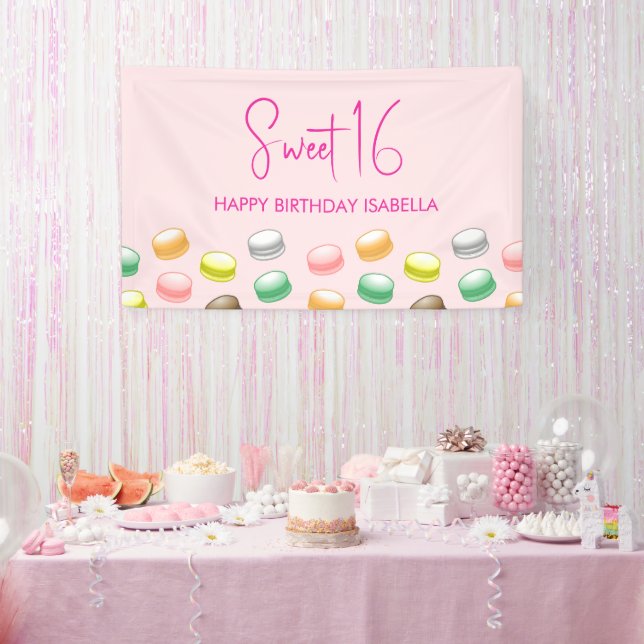 Bannière de fête Macarons Sweet 16 (Fête)