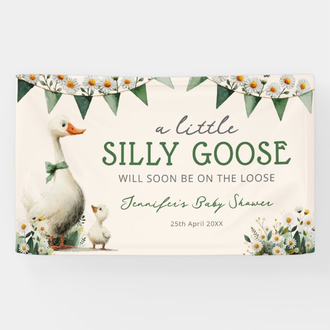 Bannière de fête prénatale Little Silly Goose (Horizontal)