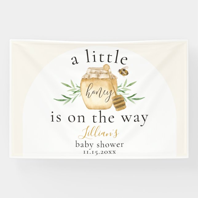 Bannière de fête prénatale pour bébé abeille Littl (Horizontal)