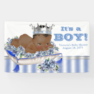 Bannière de fête prénatale pour bébé prince afro-a