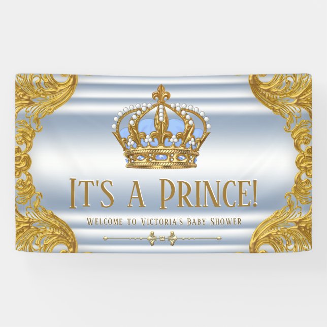 Bannière de fête prénatale pour bébé prince en ble (Horizontal)