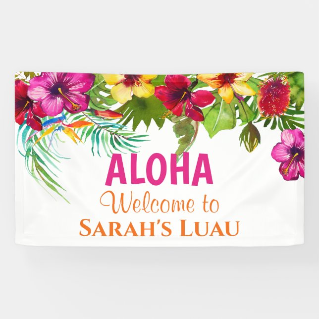 Bannière de fête tropicale Aloha Luau (Horizontal)