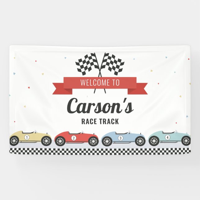 Bannière de fond d'anniversaire de voiture de cour (Horizontal)