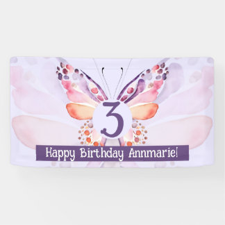 Bannière de fond d'anniversaire papillon