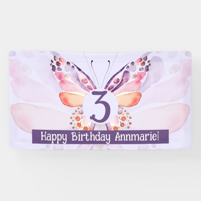 Bannière de fond d'anniversaire papillon (Horizontal)