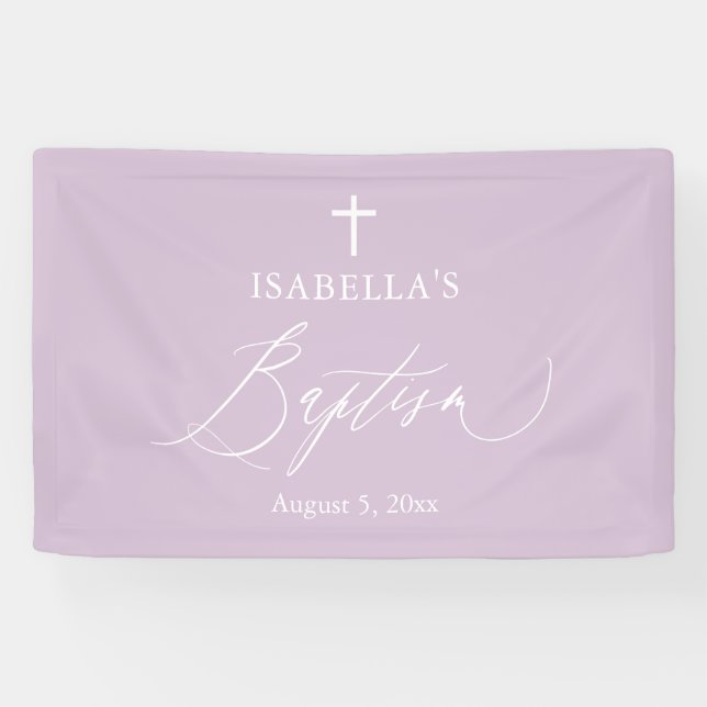 Bannière de fond de baptême moderne fille croix vi (Horizontal)