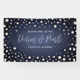 Bannière de fond de fête en denim et perles