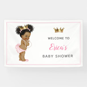 Bannière de fond rose Baby shower Princesse vintag