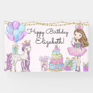 Bannière de Glam Unicorn pour fille d'anniversair