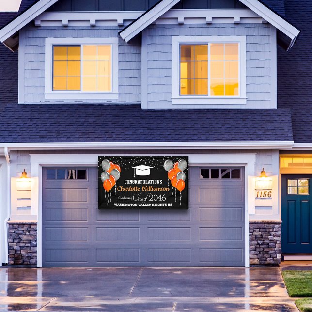 Bannière de graduation orange et noire (Créateur téléchargé)