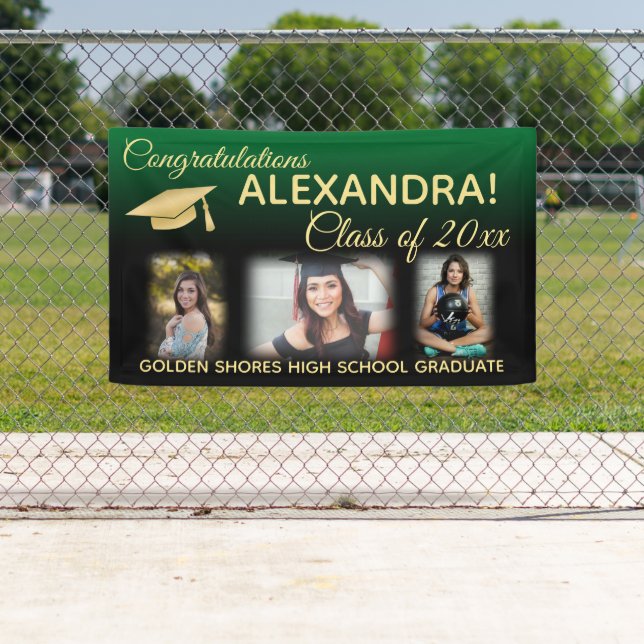 Bannière de graduation photo avec effet filtre ver (En situation)