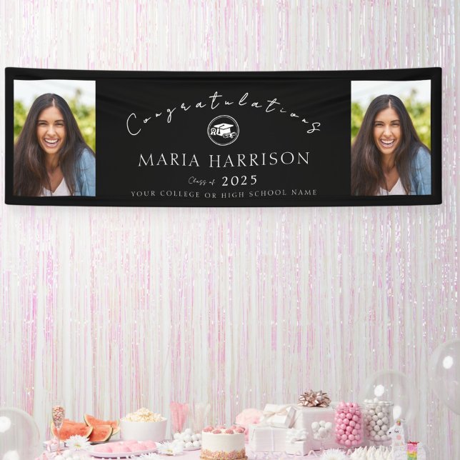 Bannière de graduation photo noire (Créateur téléchargé)