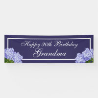 Bannière de grand-mère florale violette joyeux 90e