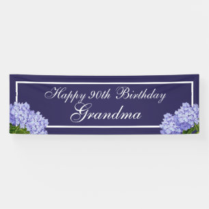 Bannière de grand-mère florale violette joyeux 90e