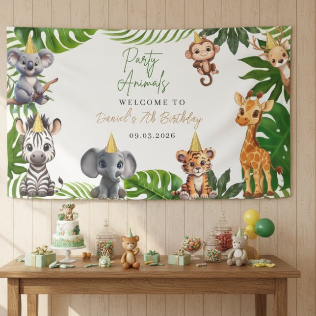 Bannière de joyeux anniversaire Jungle Animaux de  (Créateur téléchargé)