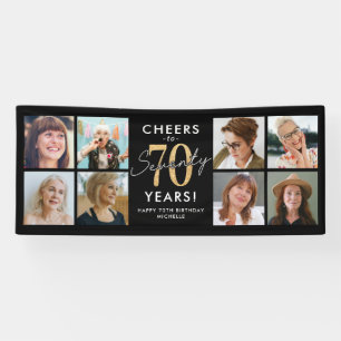 Bannière de joyeux anniversaire photo 70 ans en or