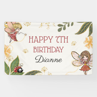 Bannière de la fête d'anniversaire de fée magique