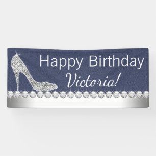 Bannière de la fête d'anniversaire Denim et Diamon