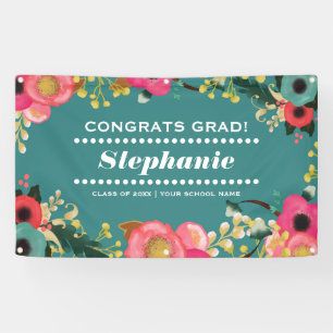 Bannière de la fête de graduation florale modern