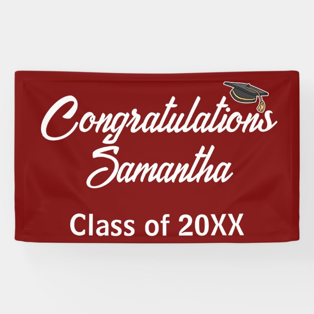 Bannière de la fête de la casquette de graduation  (Horizontal)