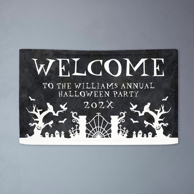 Bannière de la fête d'Halloween de la famille d'Af (Welcome Sign Family Annual Halloween Party Banner
)
