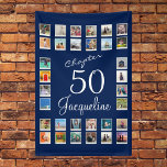 Bannière de la fête du 50e anniversaire<br><div class="desc">Faites de votre fête de 50e anniversaire une fête à retenir avec cette bannière vibrante et amusante. Le jeu de couleurs bleu et blanc ajoutera une touche d'élégance aux célébrations, et le modèle photo collage permet de personnaliser facilement la bannière avec des photos de vos moments mémorables. Accrochez la bannière...</div>