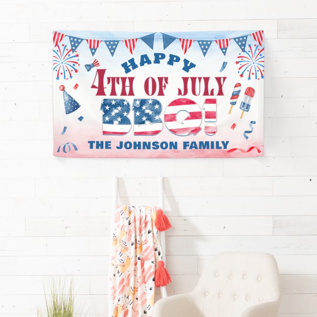 Bannière de la fête du barbecue 4 juillet été (En situation)