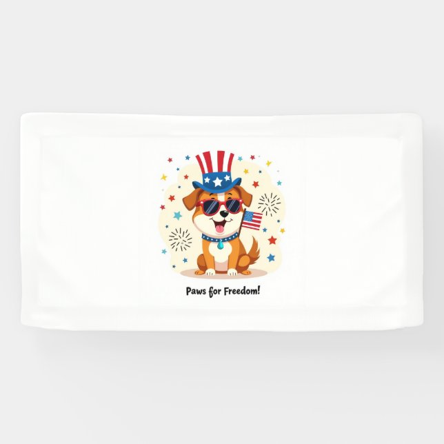Bannière de la liberté - Chien patriotique mignon (Horizontal)