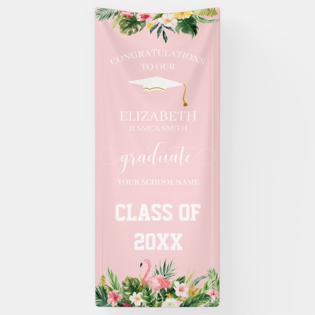Bannière de la porte de graduation Flamant rose et (Vertical)