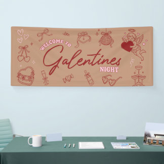 Bannière de la Saint-Valentin Rétro Rose à Nœud Di