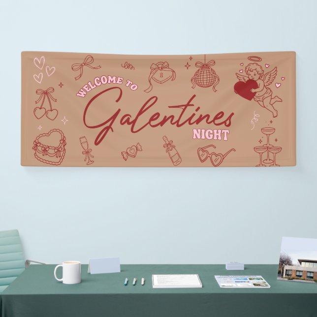 Bannière de la Saint-Valentin Rétro Rose à Nœud Di (Salon professionnel)