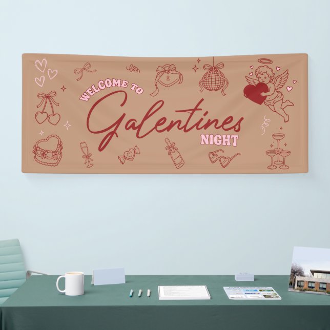Bannière de la Saint-Valentin Rétro Rose Boule Dis (Salon professionnel)