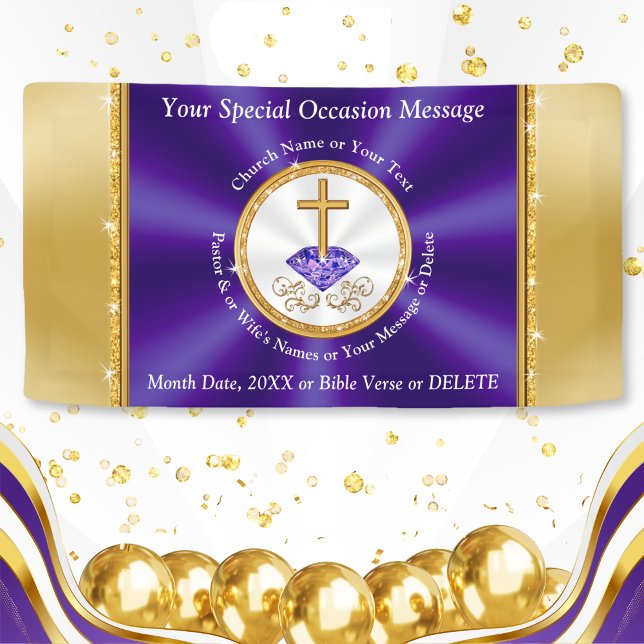 Bannière de l'anniversaire de l'église personnalis (Personalized Church Banners. Retirement or Church Anniversary Banner. Pastor Appreciation Banners. )