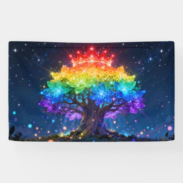 Bannière de l'Arbre de Lumière Arc-en-Ciel (Horizontal)