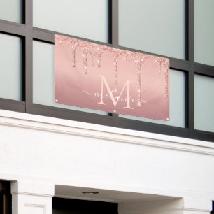 Bannière de lettre texte personnalisée rose Partie