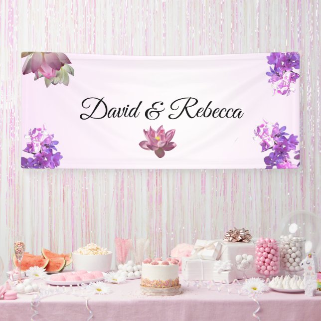 Bannière de mariage à fleurs dégradé rose (Fête)