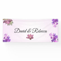 Bannière de mariage à fleurs dégradé rose