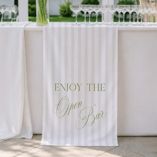 Bannière de mariage avec bar ouvert à rayures vert